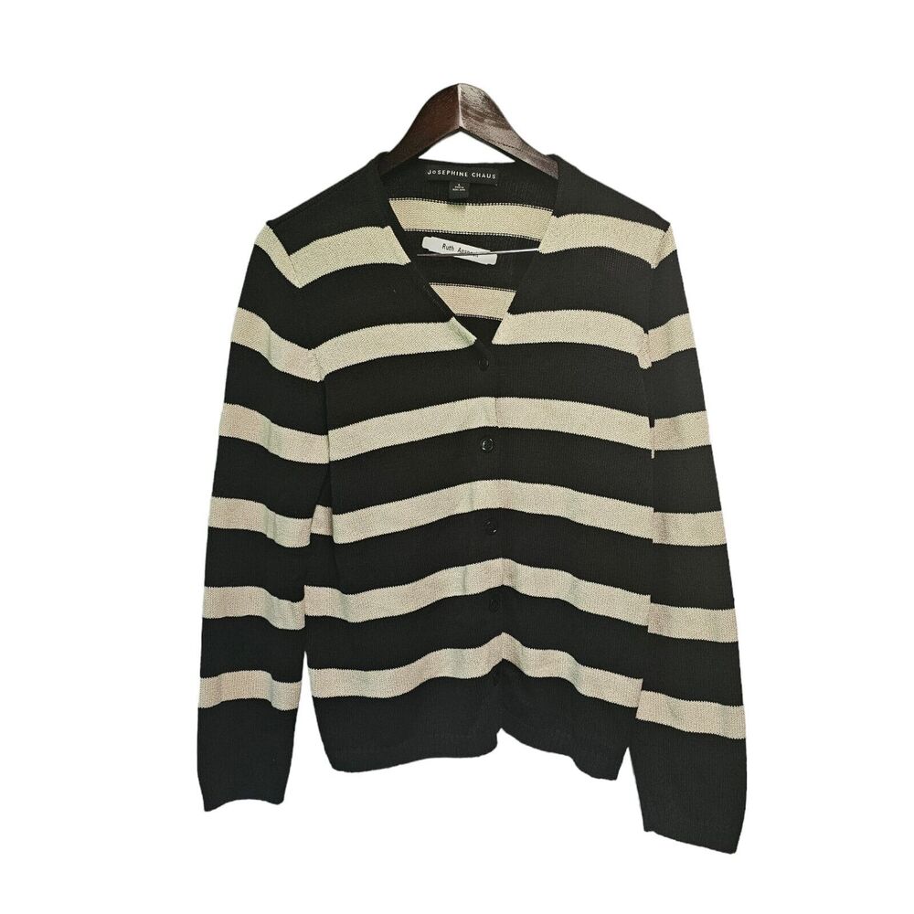 JOSEPHINE CHAUS Cardigan Black/Cream Striped LARGE